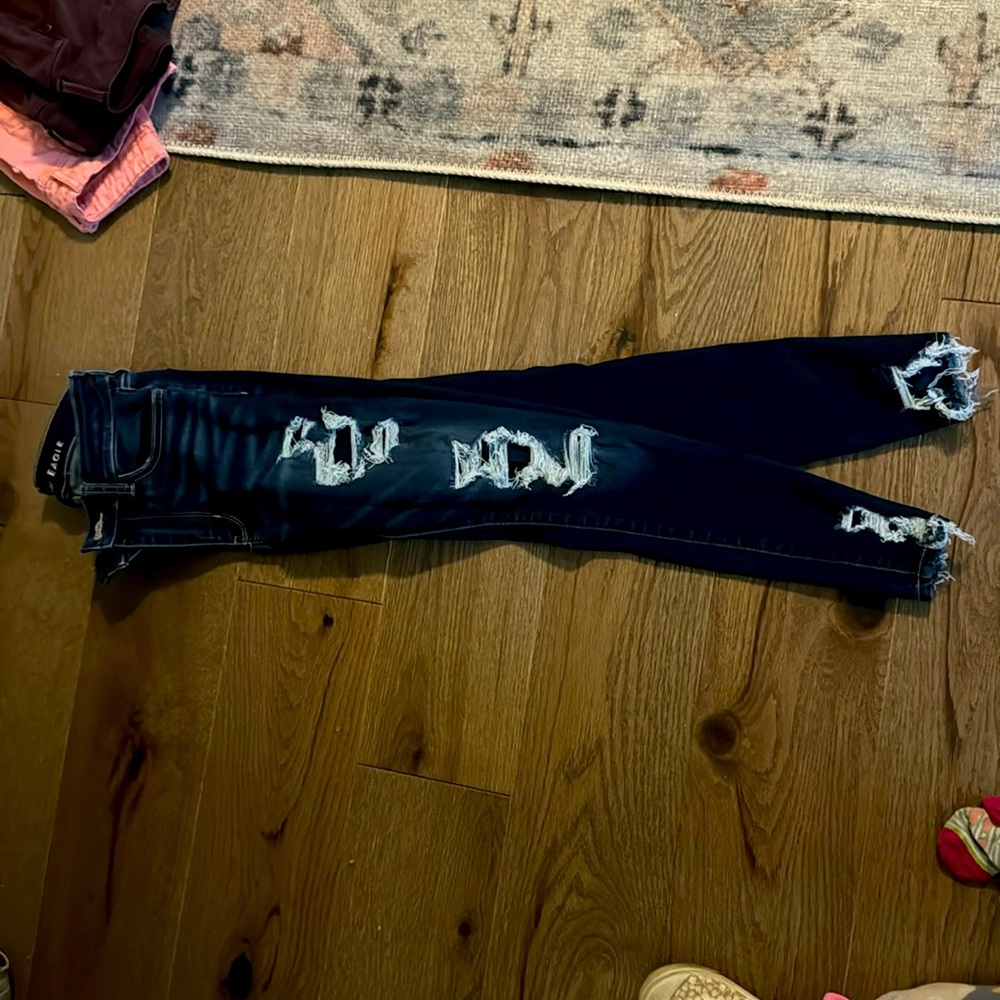 AE high rise distressed jegging crop